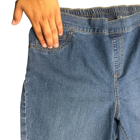 Catherines Timeless Fit Pull On Stretch Jeans (2) 1X Elastic Waist Normcore Mom - Picture 16 of 16